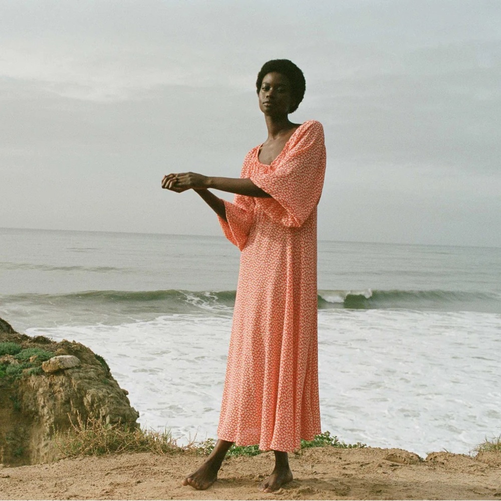 Doen ORTENSIA DRESS -- ORANGE HILLSIDE BLOOM